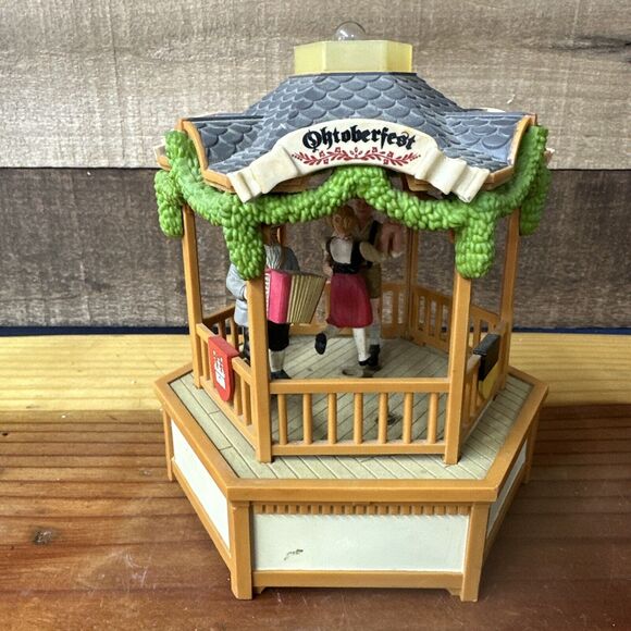 Vintage 1990 Enesco Oktoberfest Gazebo Music Box Beer Barrel Polka -flaws - Picture 1 of 8